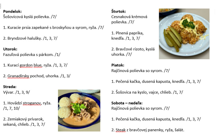 Sladká bodka Nivy - príďte na skvelý obed Denné menu v Sladkej bodke od 18.5.2026 - 24.5.2026