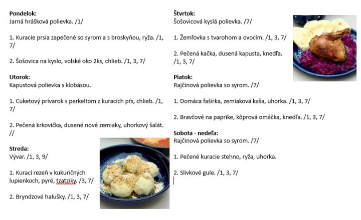 Sladká bodka Nivy - príďte na skvelý obed Denné menu v Sladkej bodke od 6.7.2026 - 12.7.2026